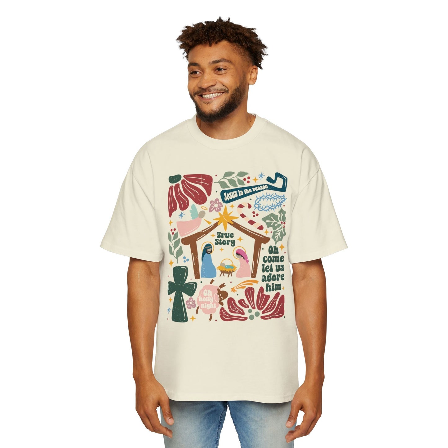True Story Nativity - Christmas Oversized T-shirt - T-Shirt - Nazareth Treasures