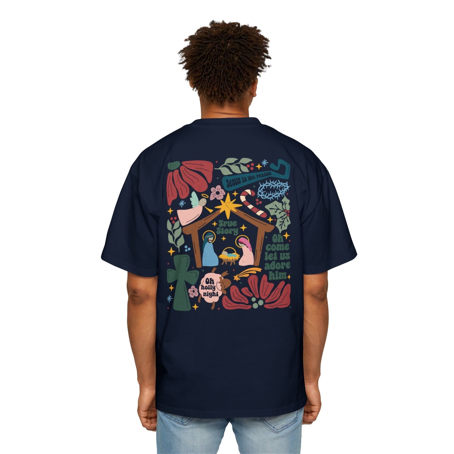 True Story Nativity - Christmas Oversized T-shirt - T-Shirt - Nazareth Treasures