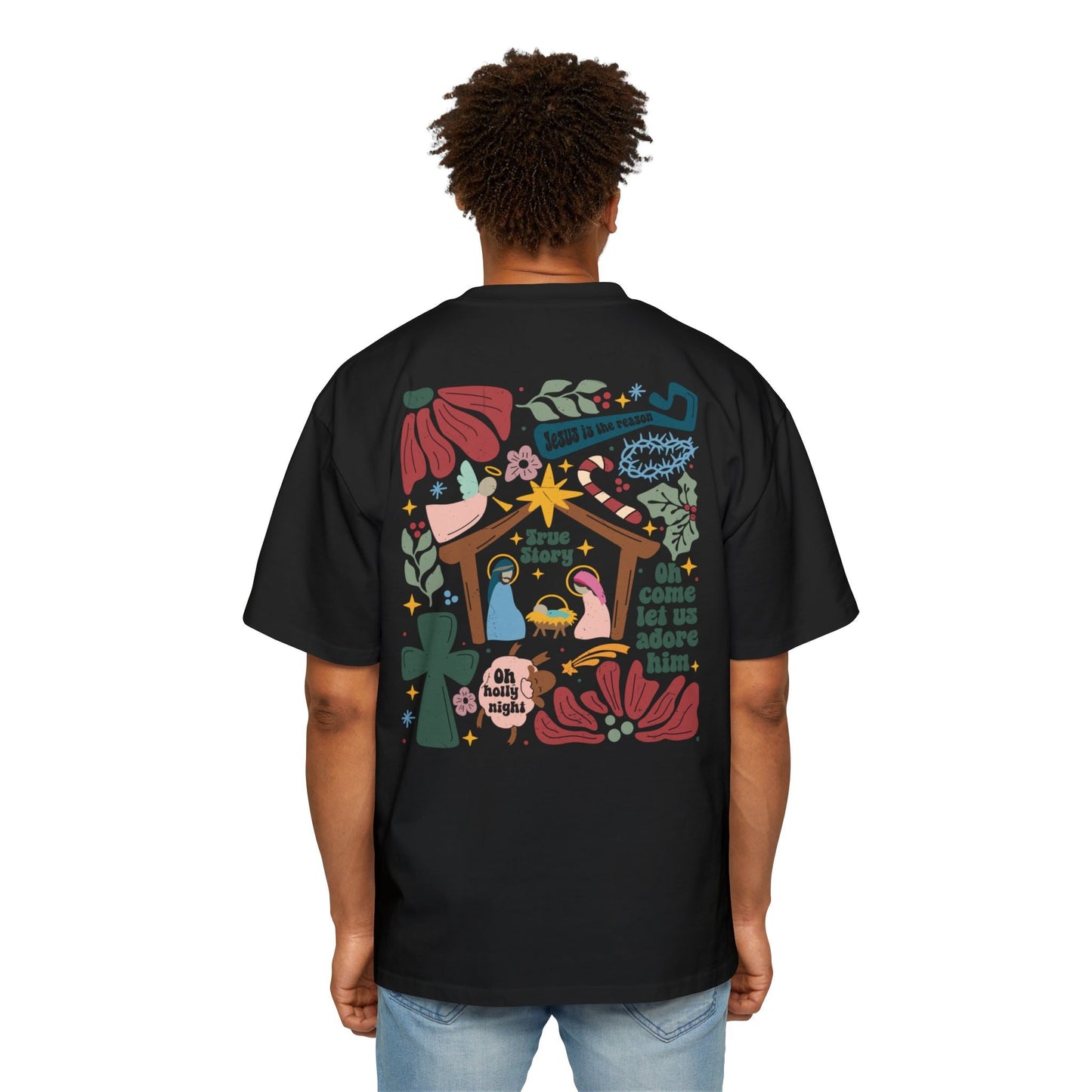 True Story Nativity - Christmas Oversized T-shirt - T-Shirt - Nazareth Treasures