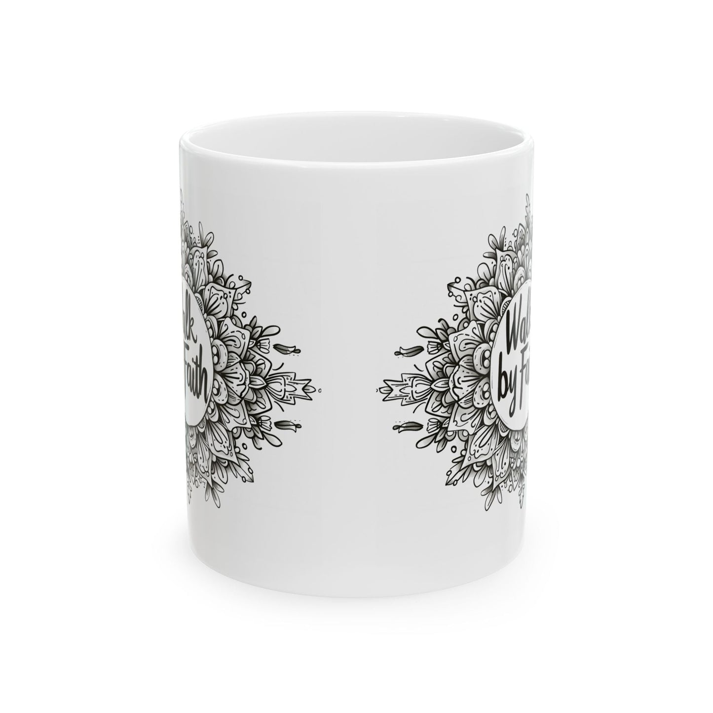 Walk By Faith , Mandala Leaves - Mug - Mug - Nazareth Treasures