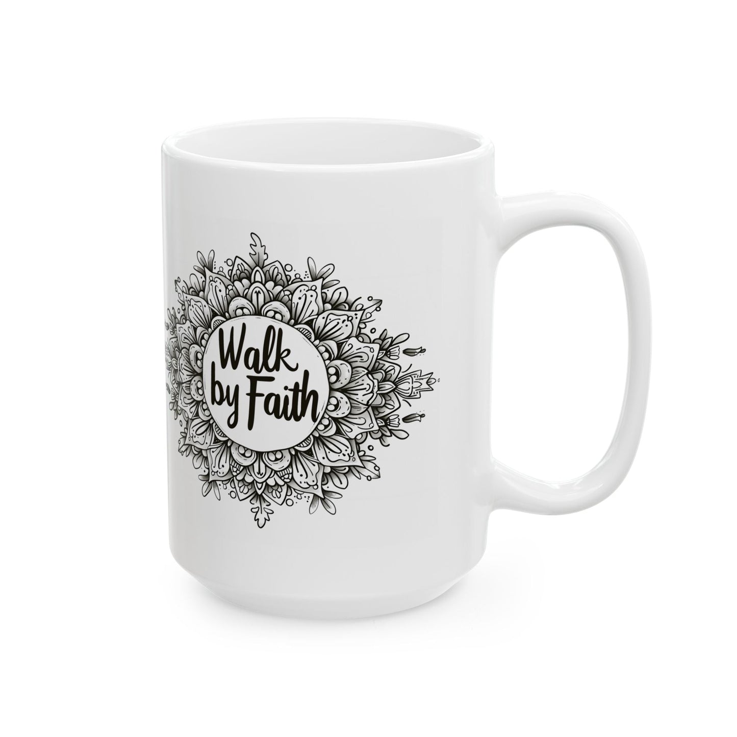 Walk By Faith , Mandala Leaves - Mug - Mug - Nazareth Treasures