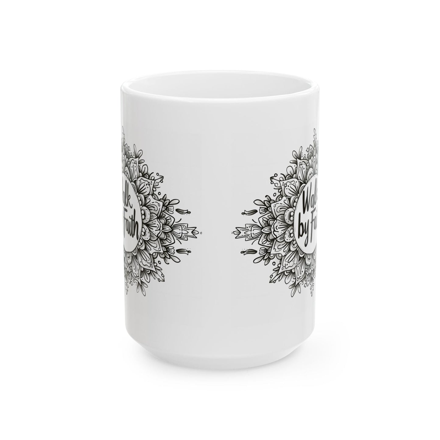 Walk By Faith , Mandala Leaves - Mug - Mug - Nazareth Treasures