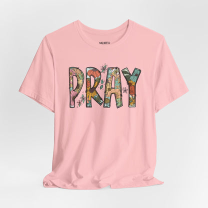 Pray Flowers Boho T-Shirt - T-Shirt - Nazareth Treasures