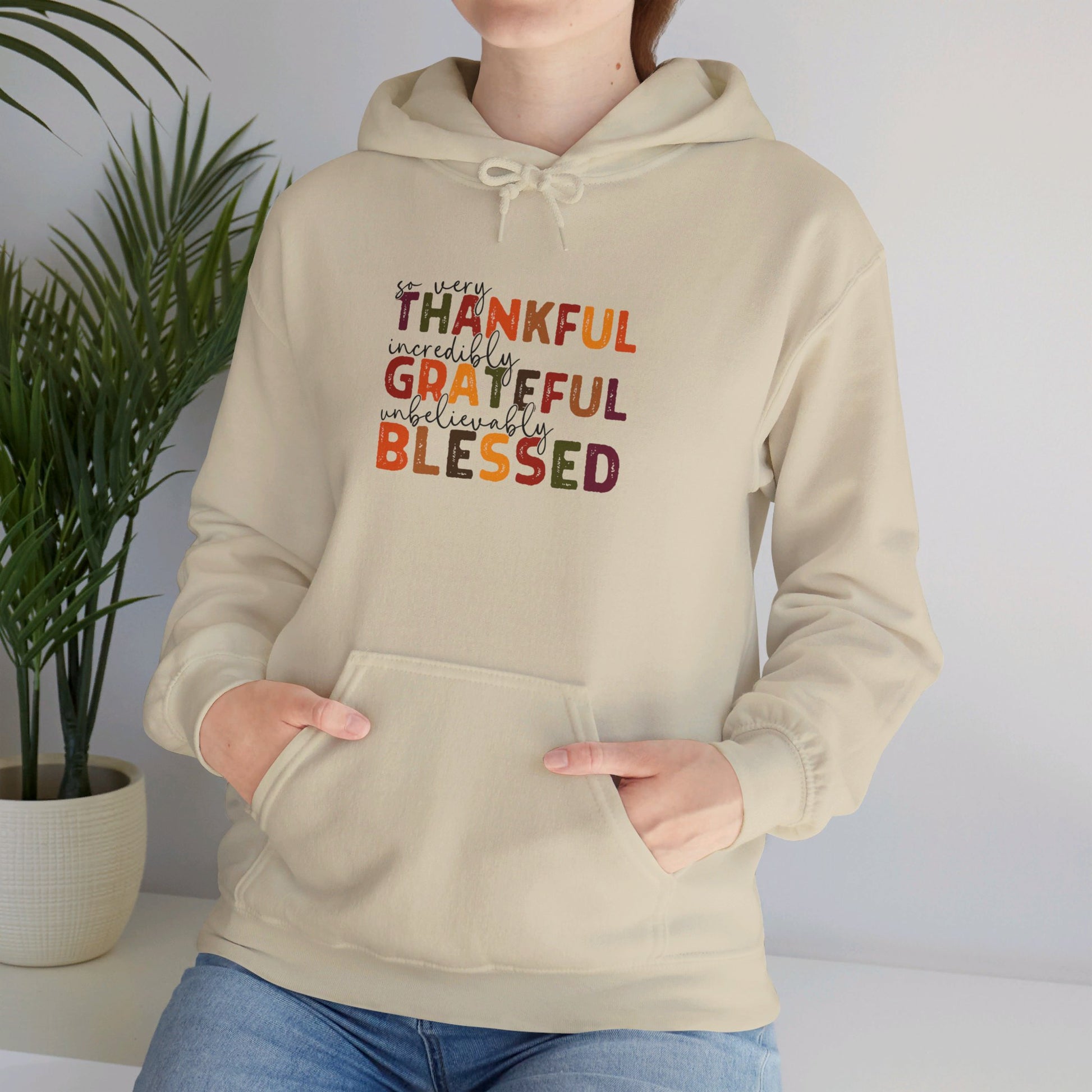 Grateful Thankful Blessed Hoodie - Hoodie - Nazareth Treasures
