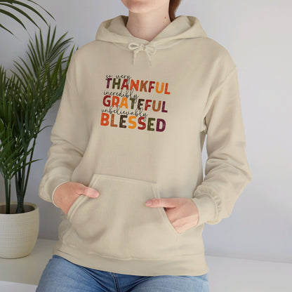 Grateful Thankful Blessed Hoodie - Hoodie - Nazareth Treasures