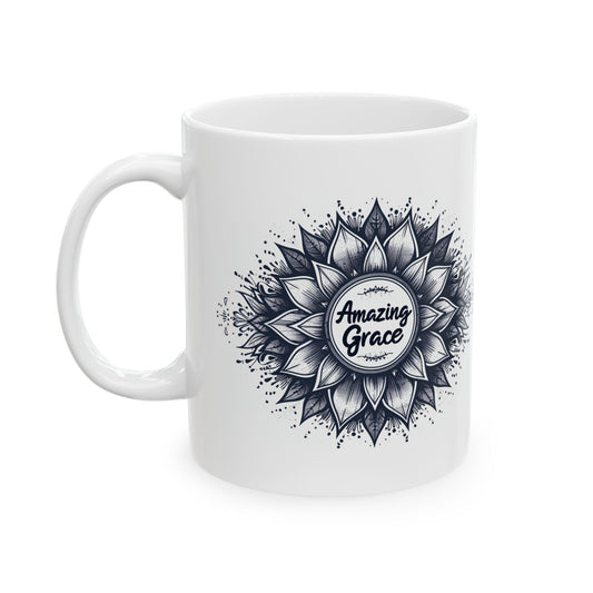 Amazing Grace, Mandala Leaves Ceramic Mug - Nazareth Treasures