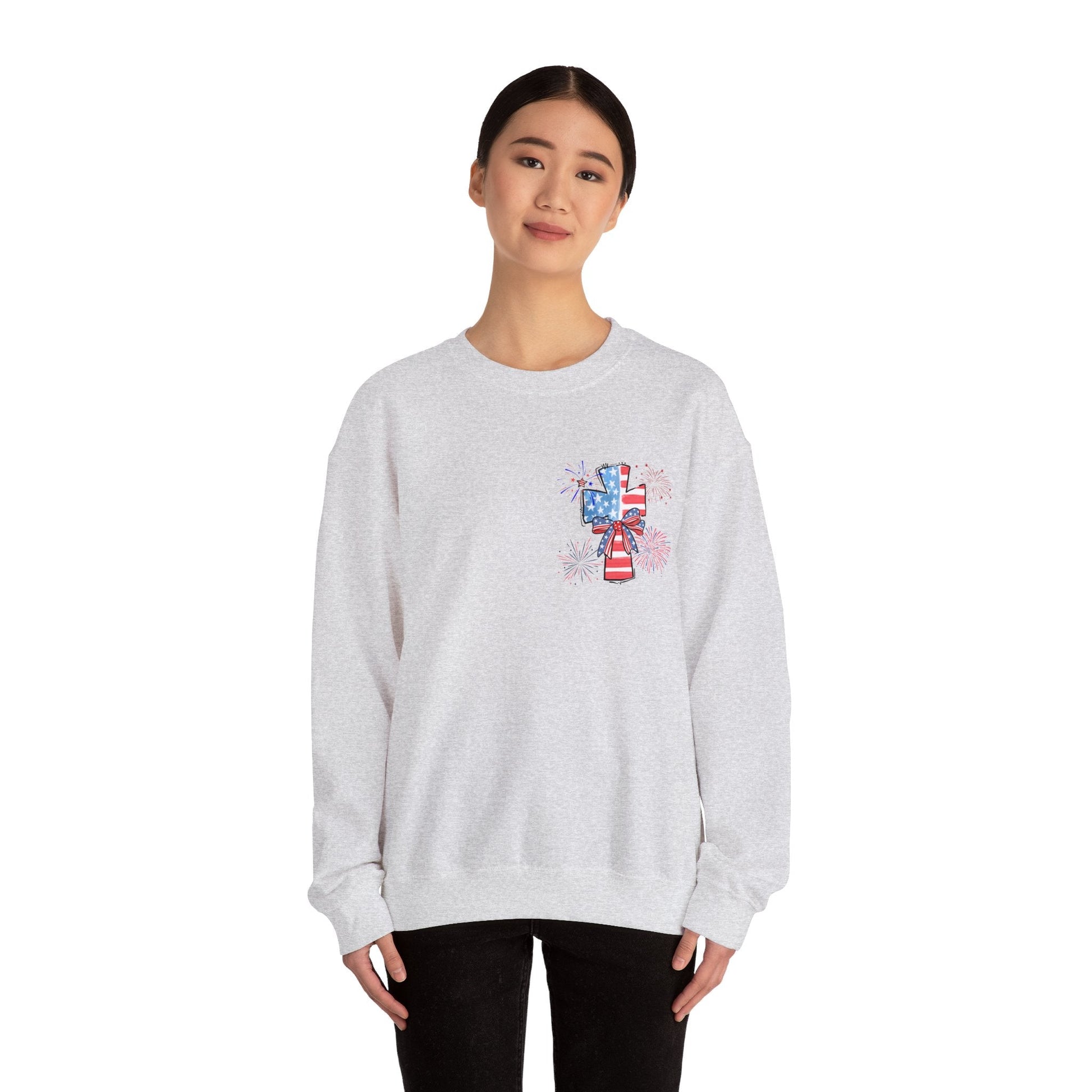 America Faith Cross Crewneck Sweatshirt - Nazareth Treasures