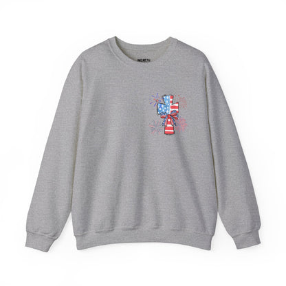America Faith Cross Crewneck Sweatshirt - Nazareth Treasures