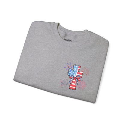 America Faith Cross Crewneck Sweatshirt - Nazareth Treasures