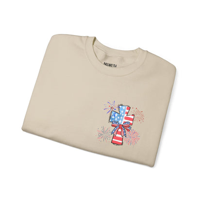 America Faith Cross Crewneck Sweatshirt - Nazareth Treasures