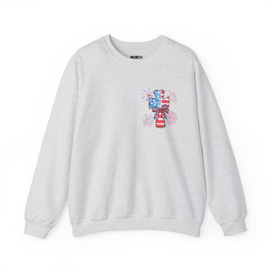 America Faith Cross Crewneck Sweatshirt - Nazareth Treasures
