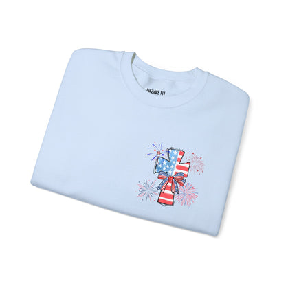 America Faith Cross Crewneck Sweatshirt - Nazareth Treasures