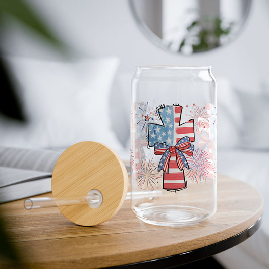 America Faith Cross Cup Glass, 16oz - Nazareth Treasures