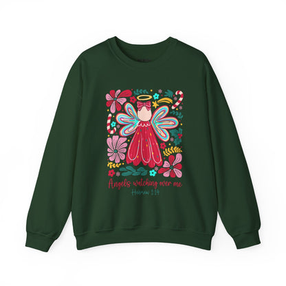 Angels Watching Over Me - Hebrews 1:14 Christmas Sweatshirt - Nazareth Treasures