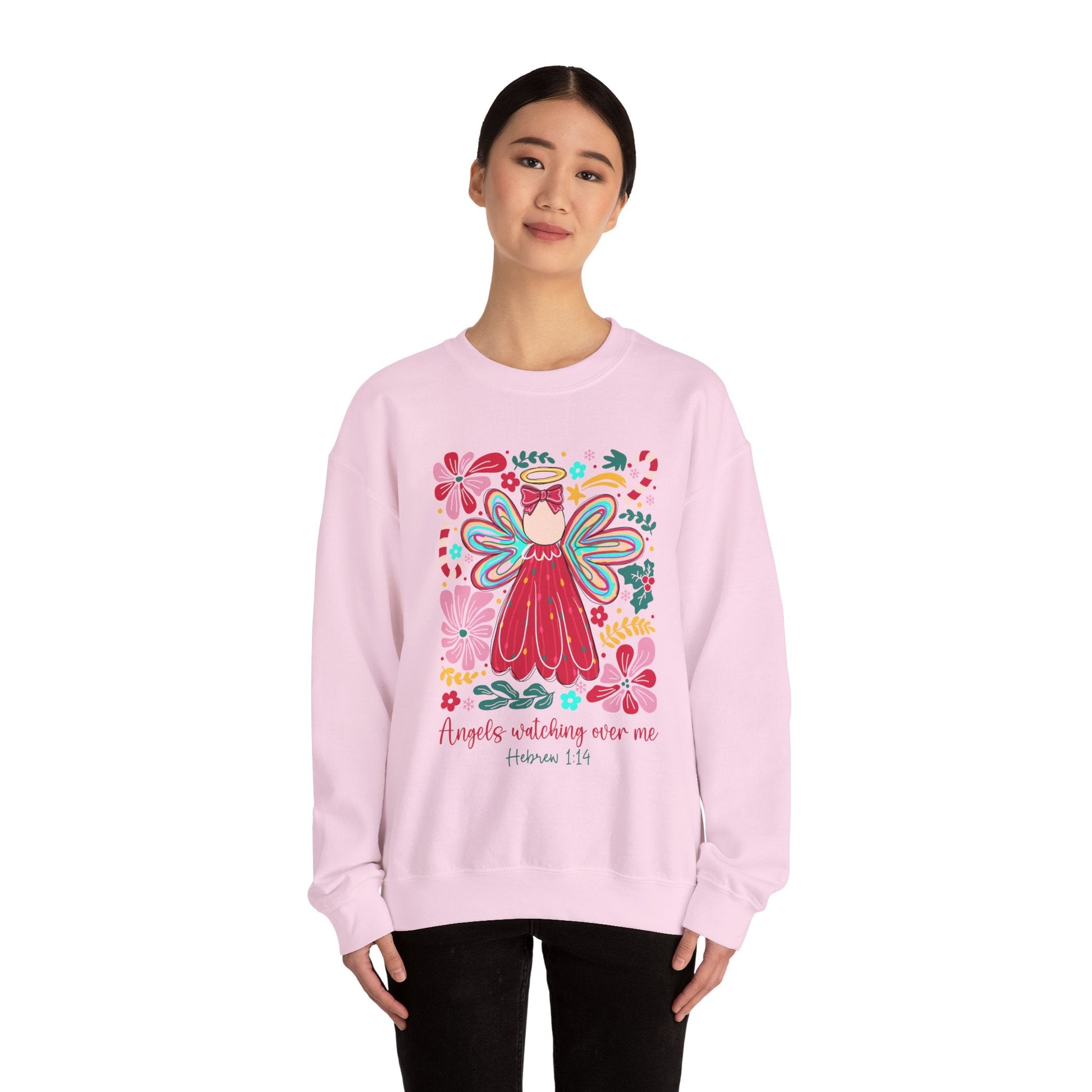 Angels Watching Over Me - Hebrews 1:14 Christmas Sweatshirt - Nazareth Treasures