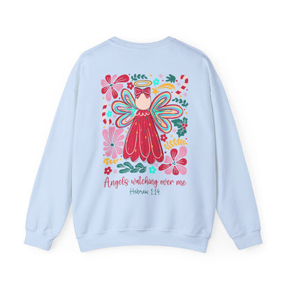 Angels Watching Over Me - Hebrews 1:14 Christmas Sweatshirt - Nazareth Treasures