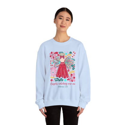 Angels Watching Over Me - Hebrews 1:14 Christmas Sweatshirt - Nazareth Treasures