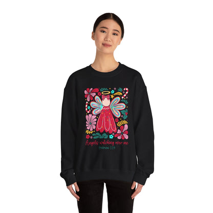 Angels Watching Over Me - Hebrews 1:14 Christmas Sweatshirt - Nazareth Treasures