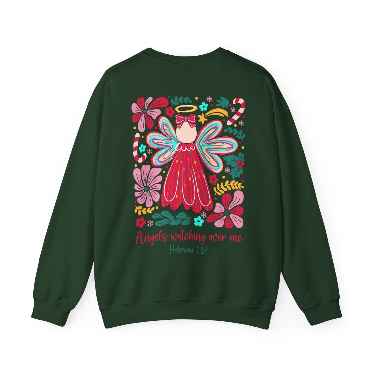 Angels Watching Over Me - Hebrews 1:14 Christmas Sweatshirt - Nazareth Treasures