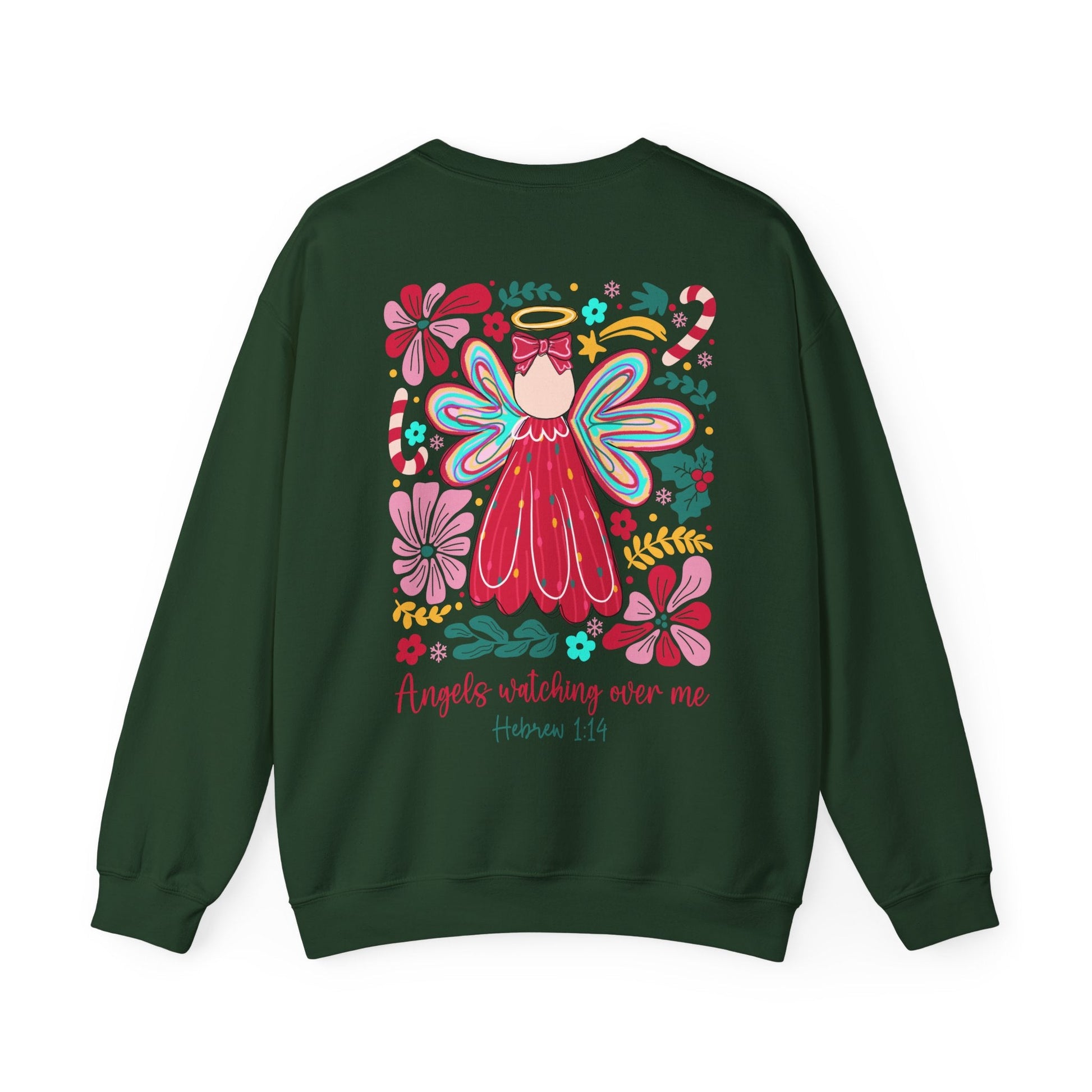 Angels Watching Over Me - Hebrews 1:14 Christmas Sweatshirt - Nazareth Treasures