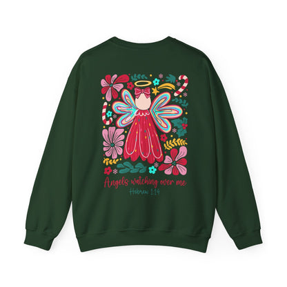 Angels Watching Over Me - Hebrews 1:14 Christmas Sweatshirt - Nazareth Treasures