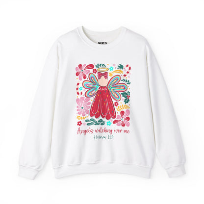 Angels Watching Over Me - Hebrews 1:14 Christmas Sweatshirt - Nazareth Treasures