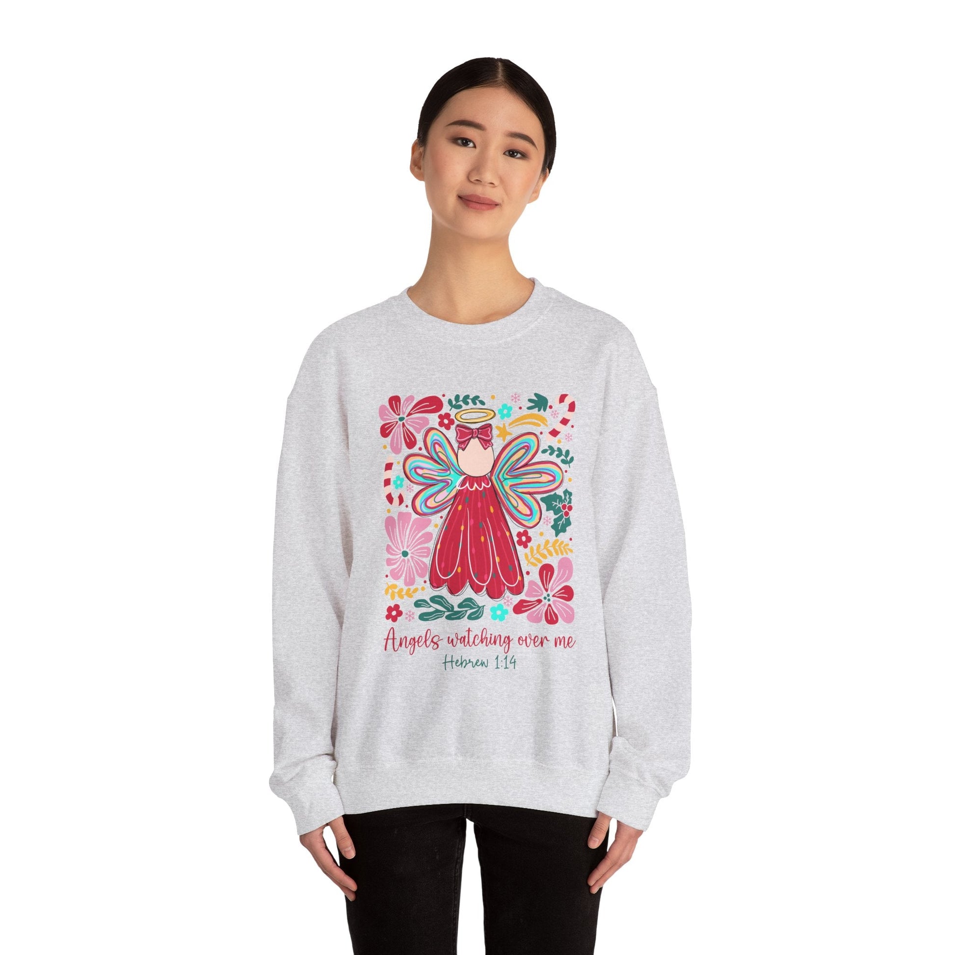 Angels Watching Over Me - Hebrews 1:14 Christmas Sweatshirt - Nazareth Treasures