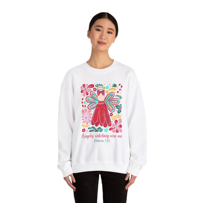 Angels Watching Over Me - Hebrews 1:14 Christmas Sweatshirt - Nazareth Treasures