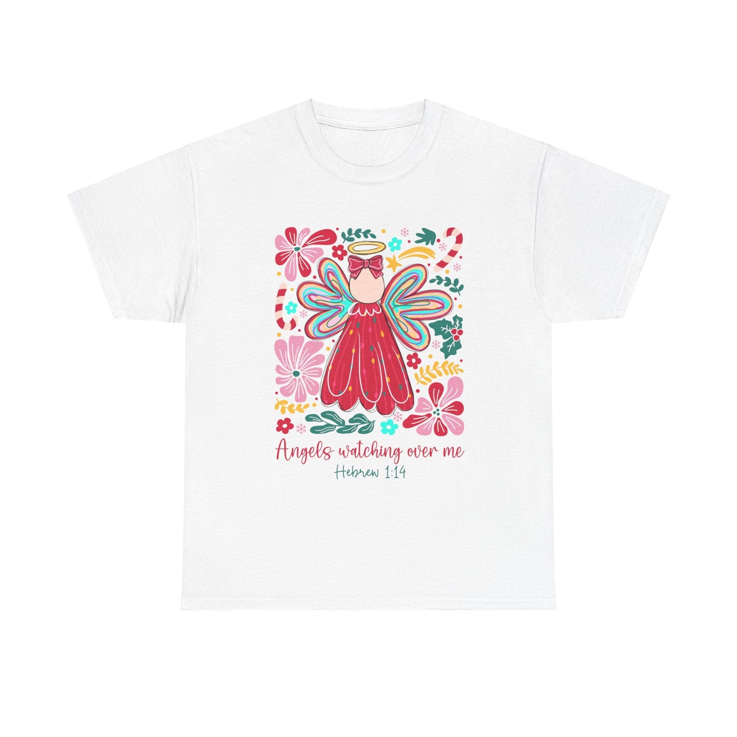 Angels Watching Over Me - Hebrews 1:14 Christmas T-shirt - Nazareth Treasures