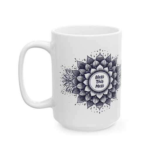 Bless This Mess, Mandala Leaves - Mug - Nazareth Treasures