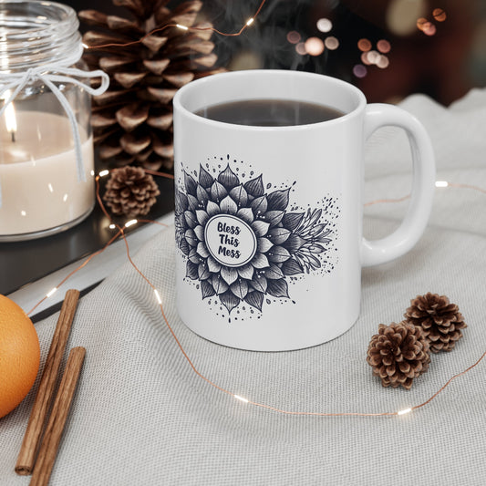 Bless This Mess, Mandala Leaves | Mug - Nazareth Treasures