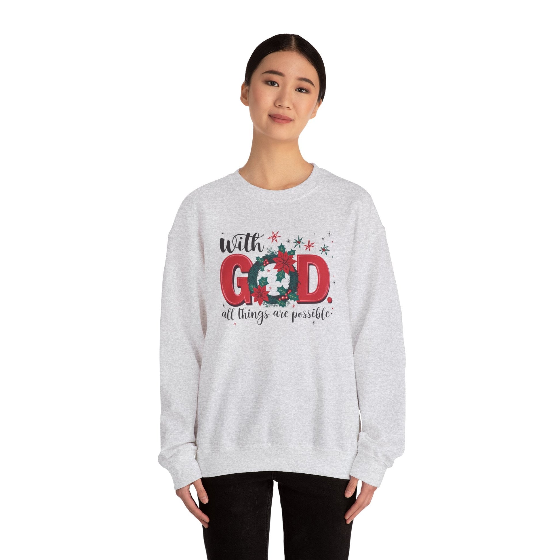 Christmas With God Sweatshirt - Sweatshirt - Nazareth Treasures