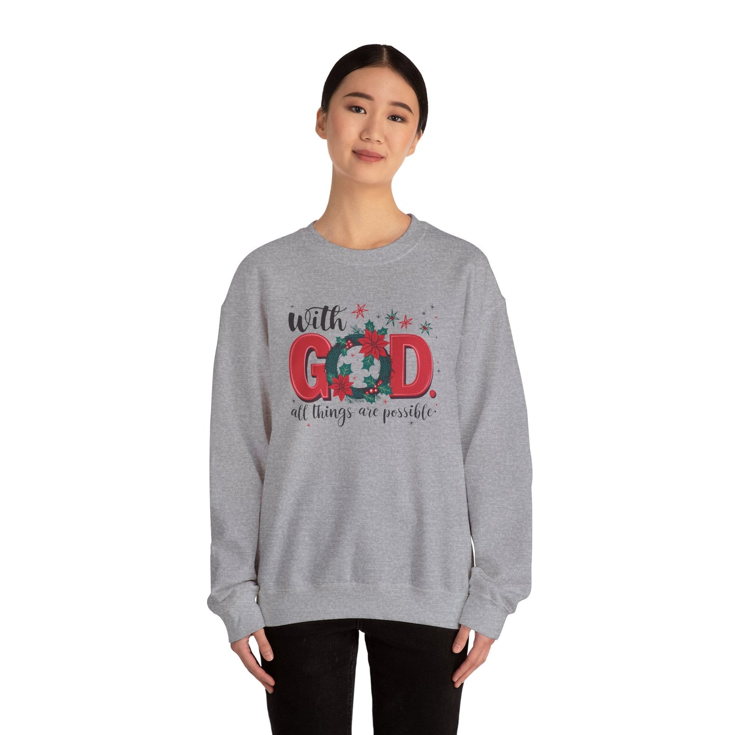 Christmas With God Sweatshirt - Sweatshirt - Nazareth Treasures