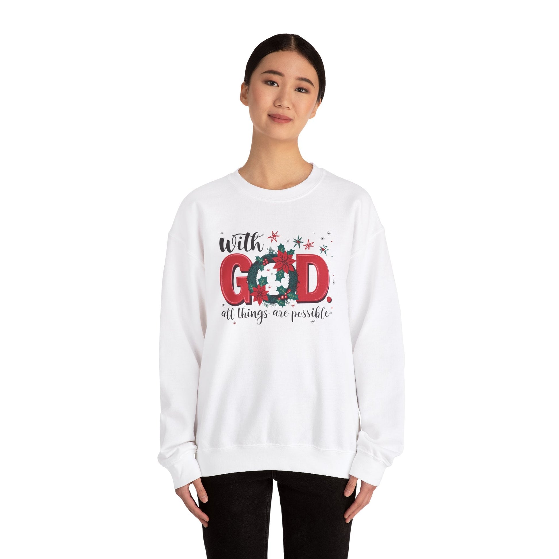 Christmas With God Sweatshirt - Sweatshirt - Nazareth Treasures