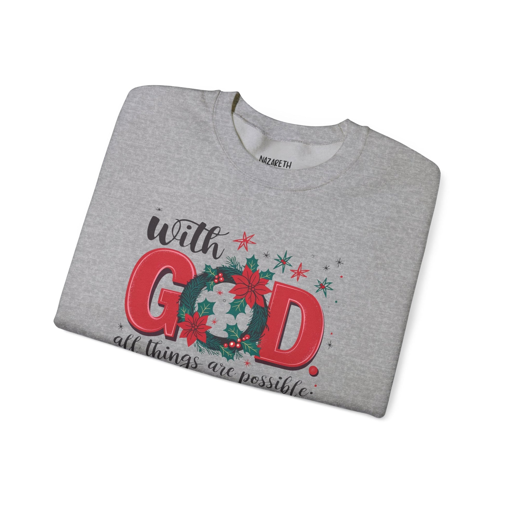 Christmas With God Sweatshirt - Sweatshirt - Nazareth Treasures
