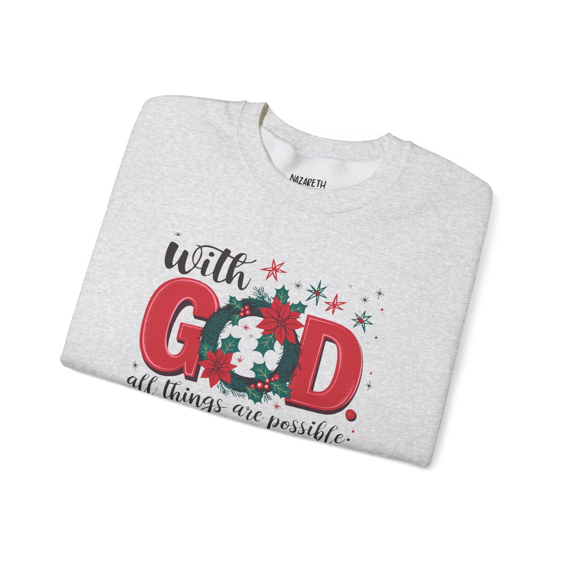 Christmas With God Sweatshirt - Sweatshirt - Nazareth Treasures