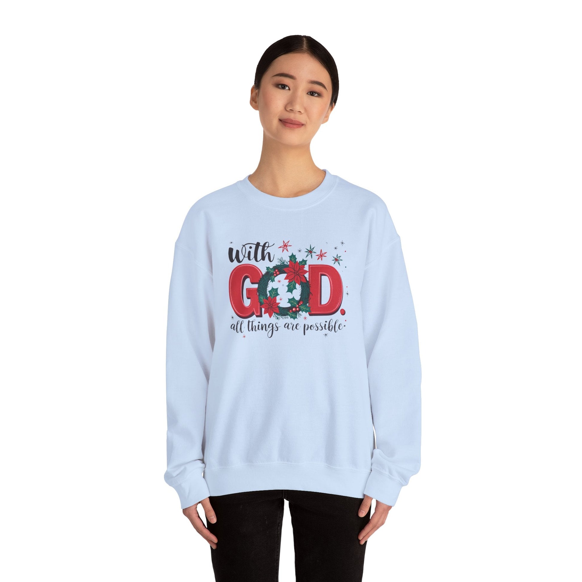 Christmas With God Sweatshirt - Sweatshirt - Nazareth Treasures