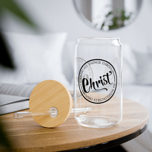 I Can Do All Things Through Christ Cup Glass, 16oz - Mug - Nazareth Treasures