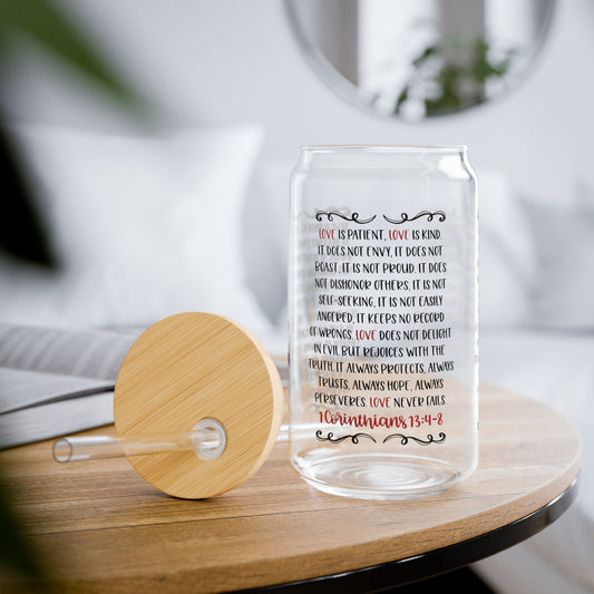 Love Is Patient Love Is Kind Cup Glass, 16oz - Mug - Nazareth Treasures