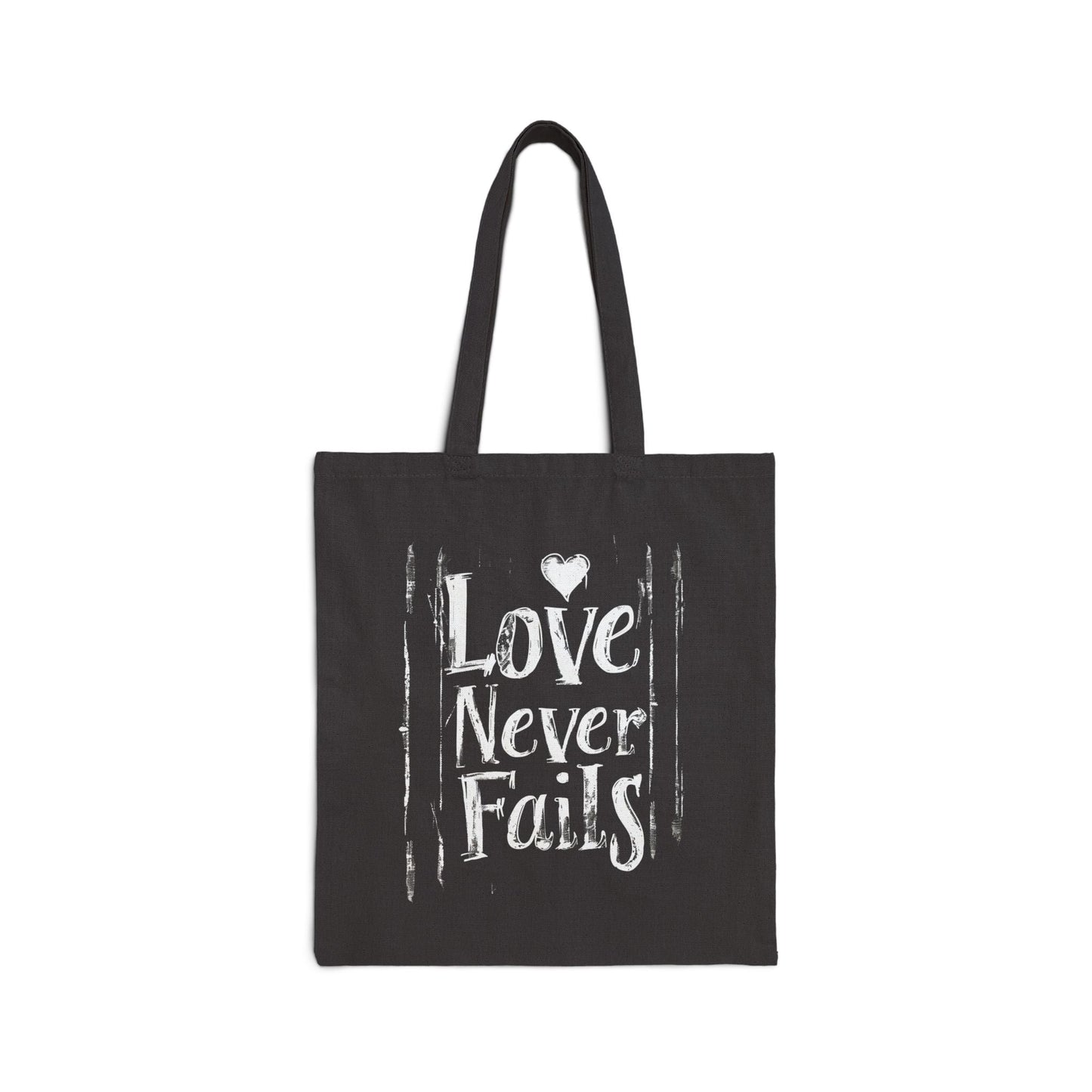 Love Never Fails - Black - Cotton Tote Bag - Bags - Nazareth Treasures