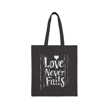 Love Never Fails - Black - Cotton Tote Bag - Bags - Nazareth Treasures