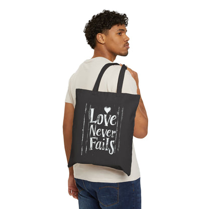 Love Never Fails - Black - Cotton Tote Bag - Bags - Nazareth Treasures