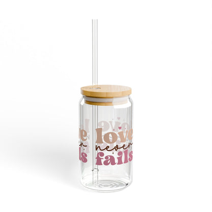 Love Never Fails Cup Glass, 16oz - Mug - Nazareth Treasures
