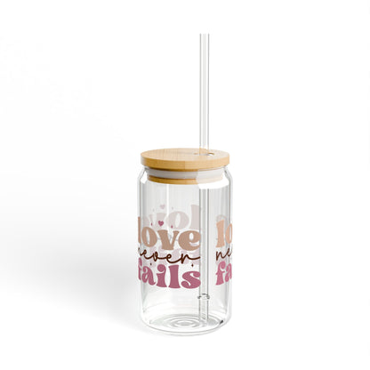 Love Never Fails Cup Glass, 16oz - Mug - Nazareth Treasures