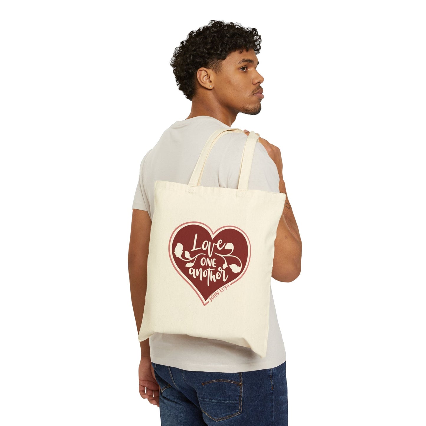 Love One Another - John 13:34 - Cotton Tote Bag - Bags - Nazareth Treasures