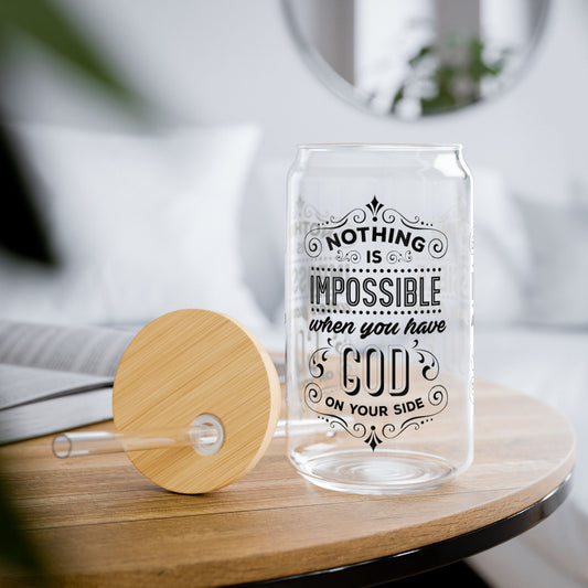 Nothing is impossible Cup Glass, 16oz - Mug - Nazareth Treasures