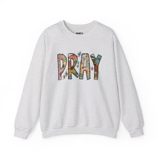 Pray Flowers Boho Sweatshirt - Sweatshirt - Nazareth Treasures