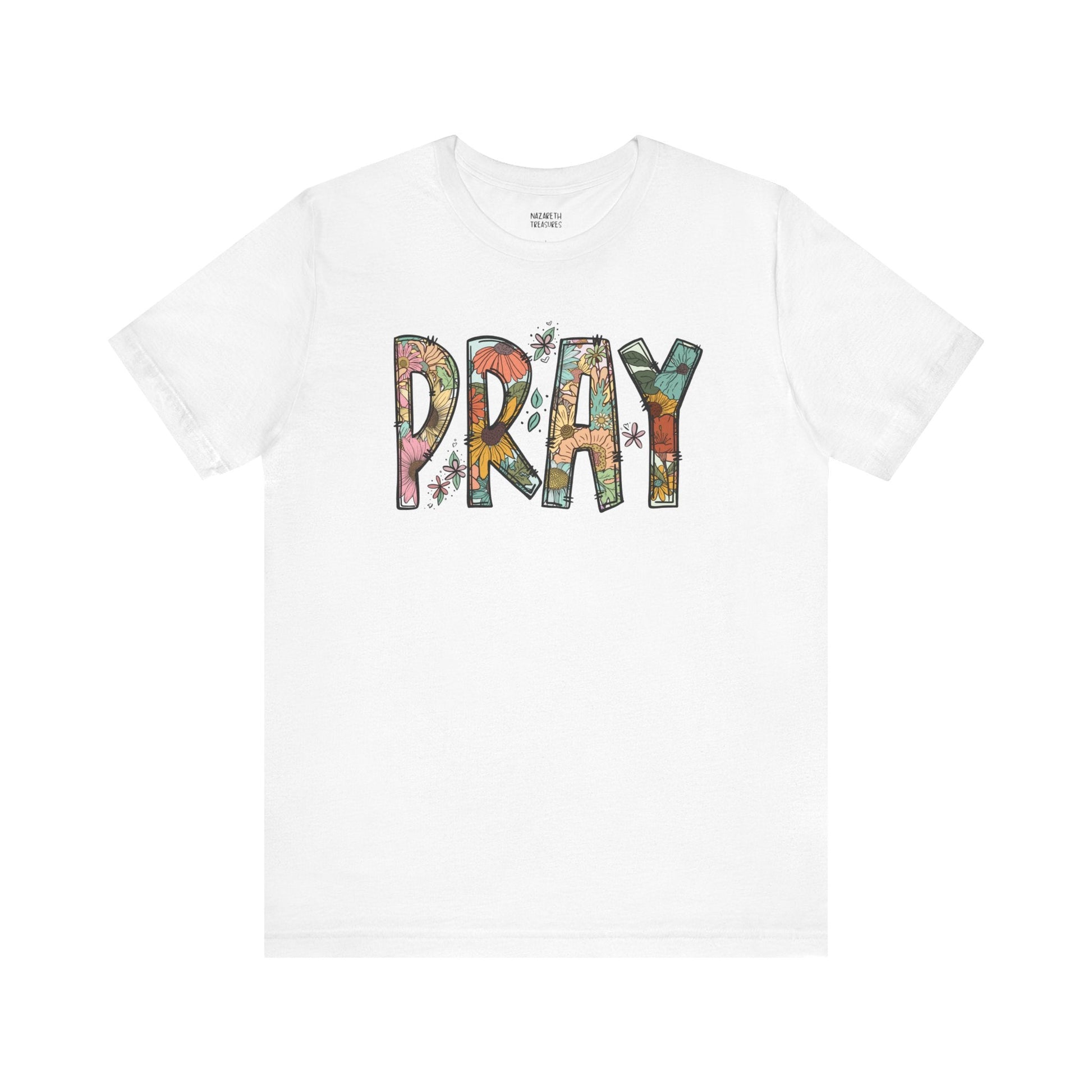 Pray Flowers Boho T-Shirt - T-Shirt - Nazareth Treasures
