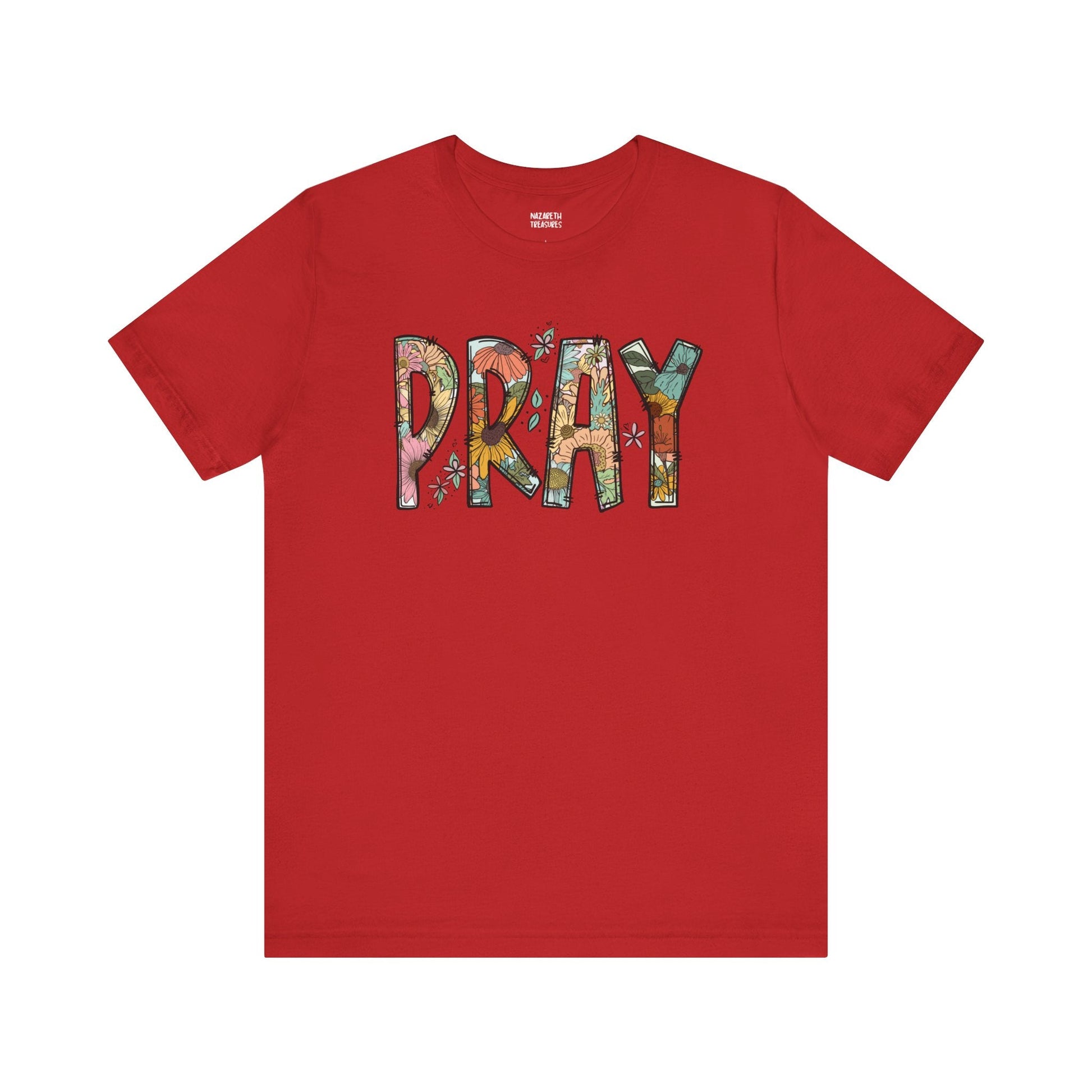 Pray Flowers Boho T-Shirt - T-Shirt - Nazareth Treasures