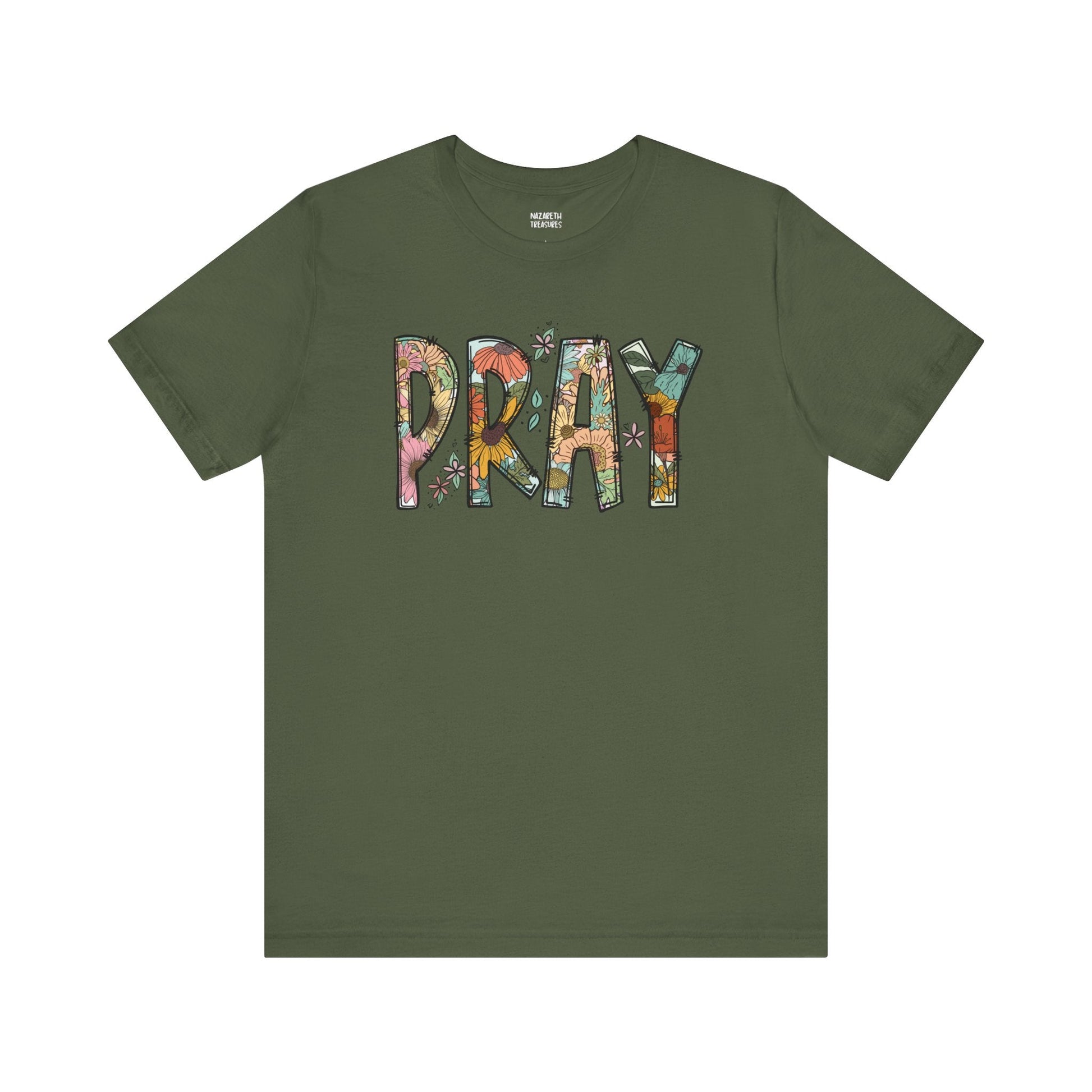 Pray Flowers Boho T-Shirt - T-Shirt - Nazareth Treasures